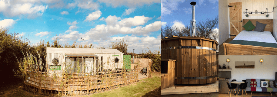 Photos of the CargoPod shipping container stay via Lee Wick Farm St Osyth Essex