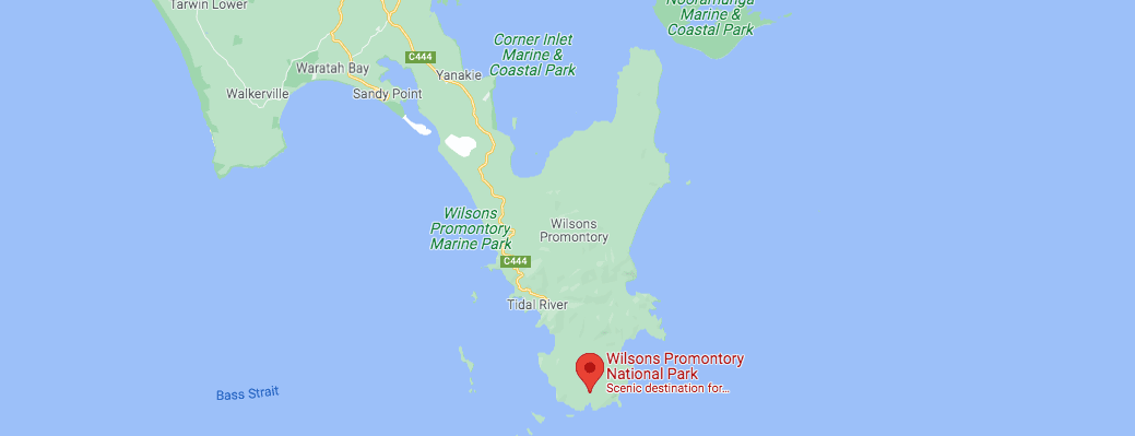 The Small Area of Wilsons Promontory National Park Which is Accessible By Road via Google Maps