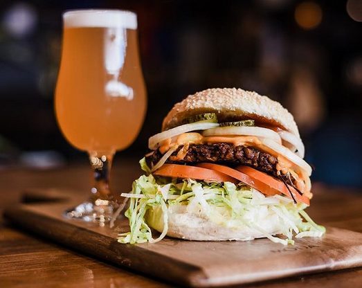 Plant-based burgers and beer via Tippler's Tap