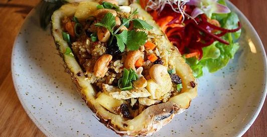 Vegan pineapple fried rice via Phat Elephant, Brisbane