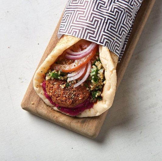 Vegan falafel wraps via Zeus Street Greek, Brisbane
