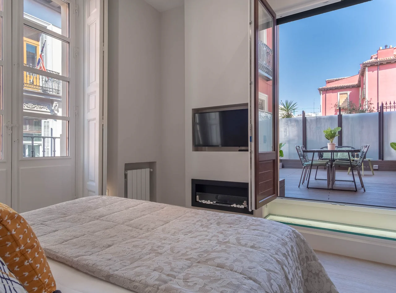 master bedroom onto terrace sweet sol apartment madrid