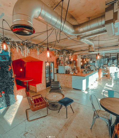 the interior of cult & coffee store in salford quays